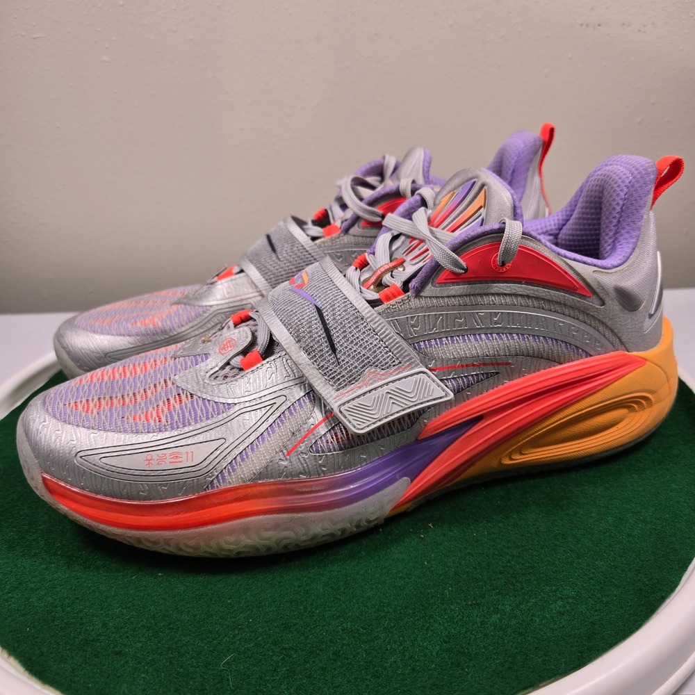 Anta Kyrie Irving Shock Wave 5 Sneakers Mens 16 Silver Purple Orange 512420513-2